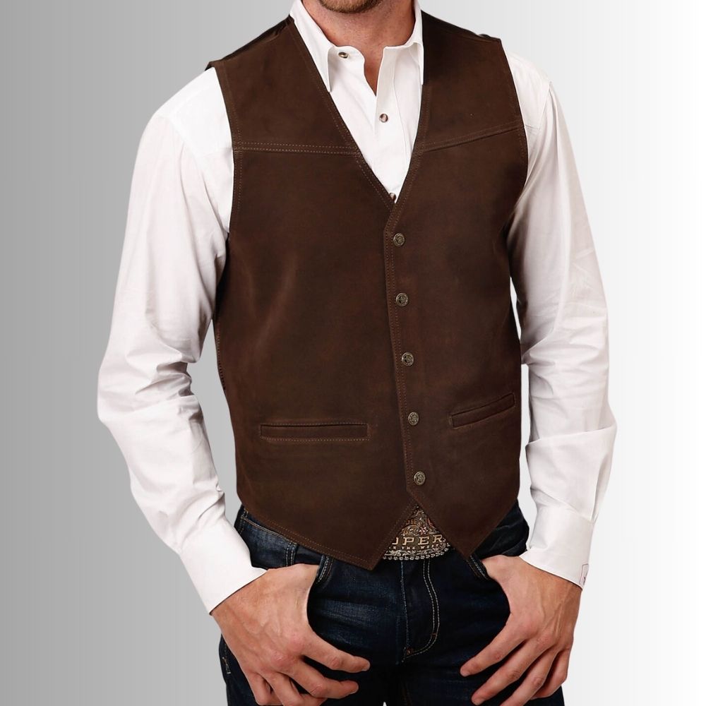 Gilet en cuir de qualité supérieure pour homme – Style western classique