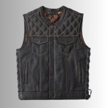 Gilet de moto en cuir véritable pour homme – Robuste et fiable