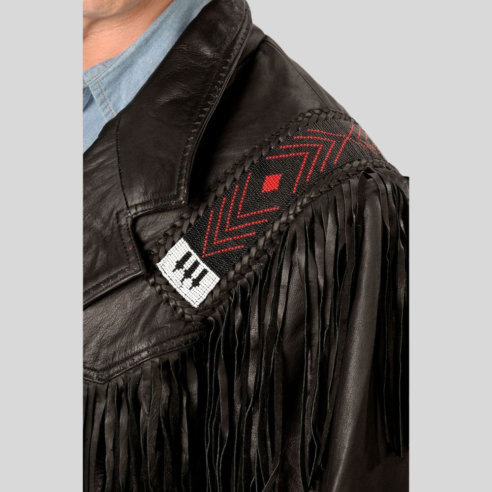 Veste western élégante pour homme – détails à franges emblématiques