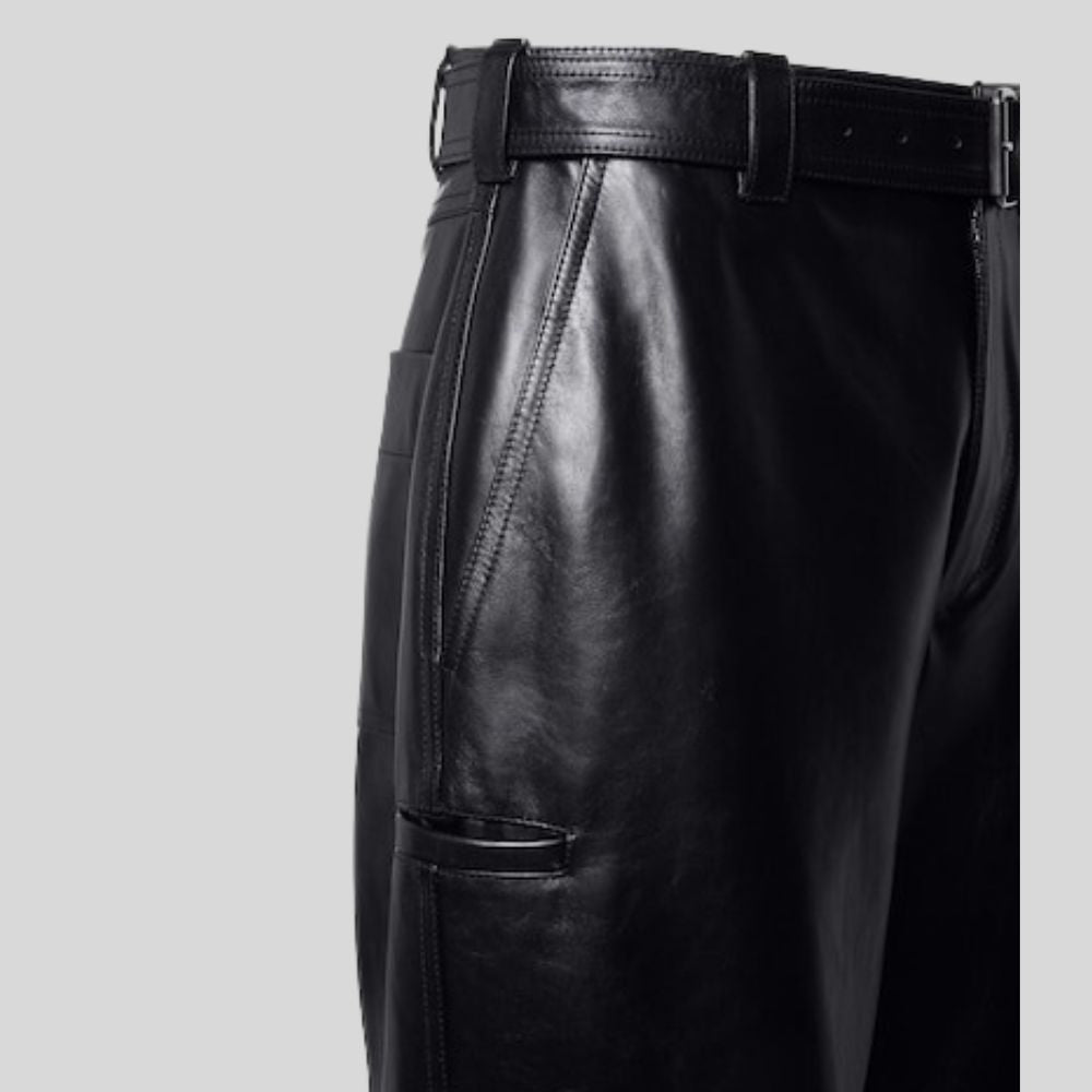 Pantalon en cuir haut de gamme pour homme – coupe slim et look moderne