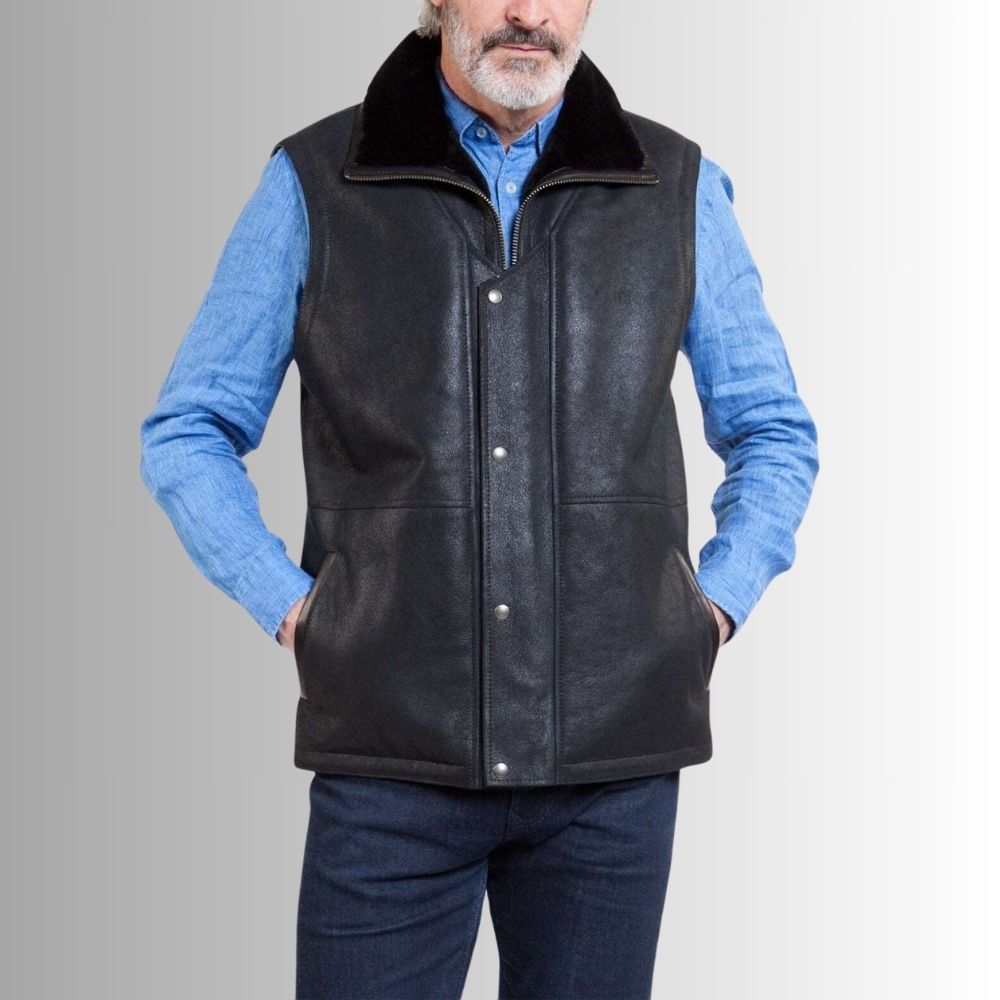 Gilet western classique en cuir pour homme – Fabrication haut de gamme