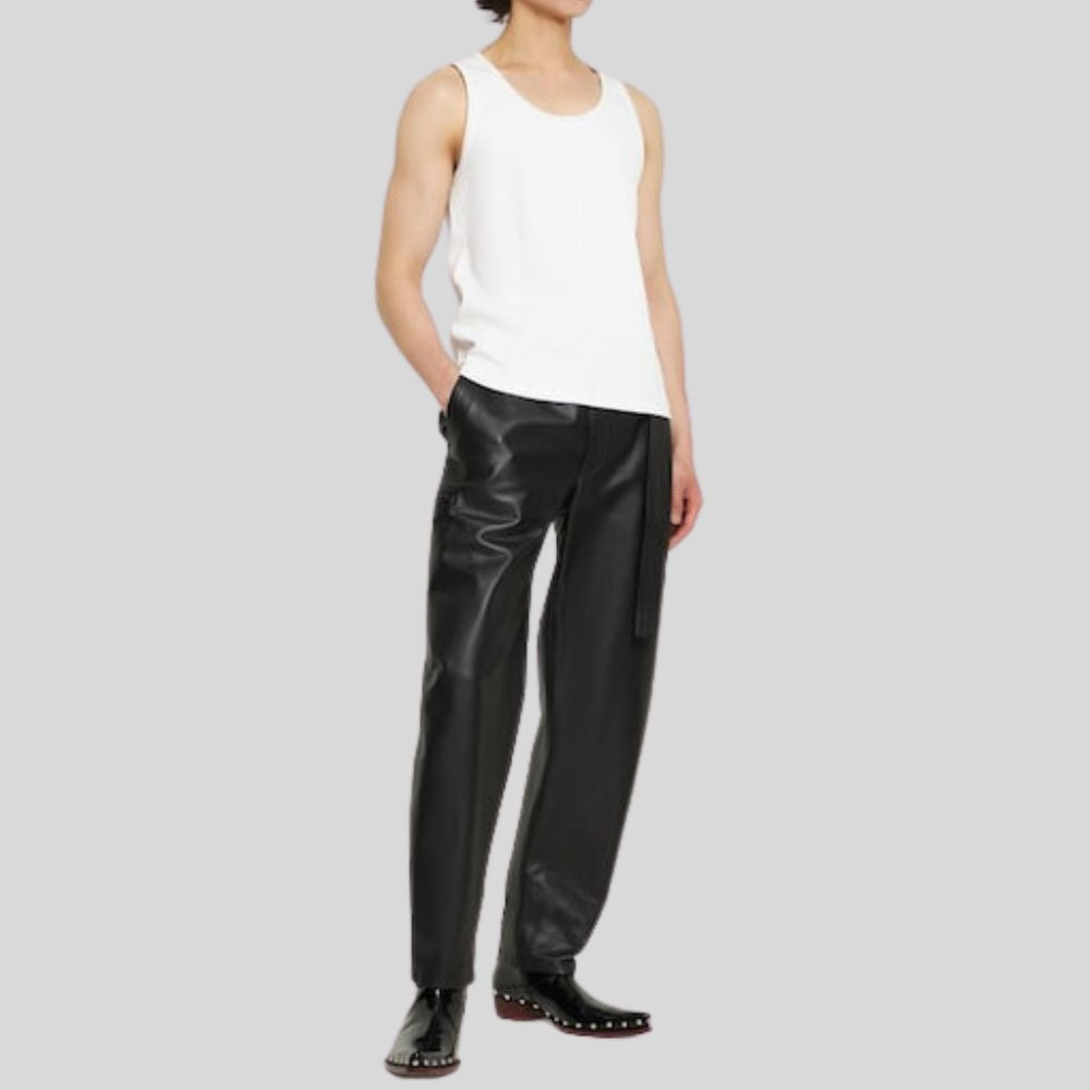 Pantalon en cuir haut de gamme pour homme – coupe slim et look moderne