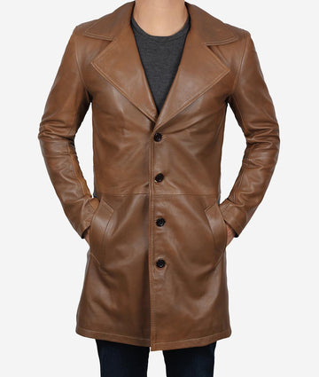 Trench-coat en cuir classique pour homme – Vêtements d'extérieur emblématiques