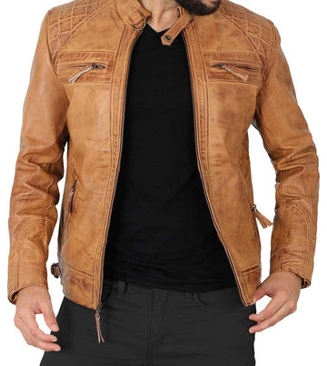 Veste de moto matelassée classique pour homme – Look cuir intemporel