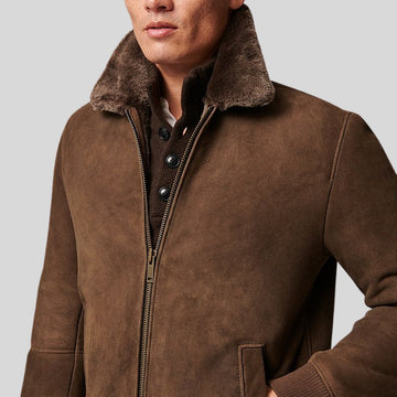 Veste en cuir style bombardier chaude et élégante - Édition Shearling