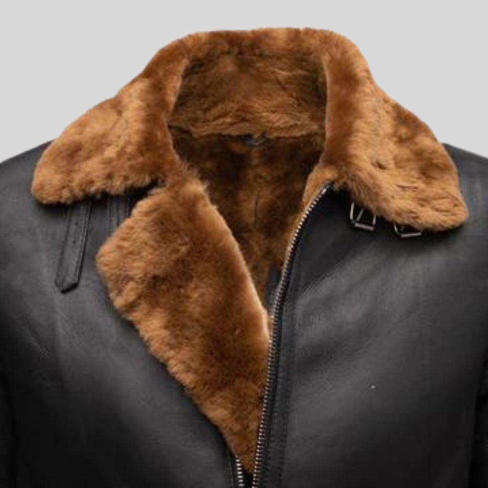 Veste en cuir intemporelle style bombardier - Intérieur en peau de mouton véritable