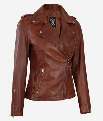 Veste de moto pour femme – Aspect cuir authentique