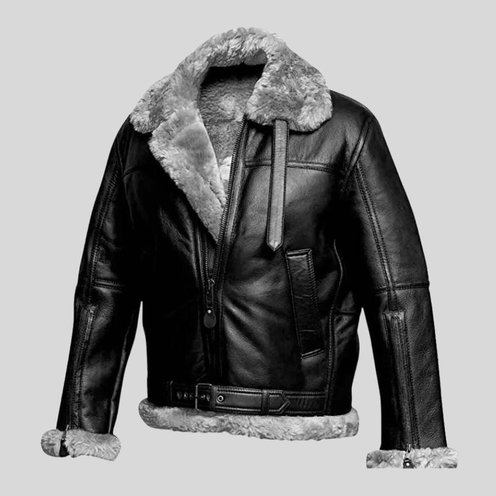 Blouson aviateur en cuir et peau de mouton pour homme - Design emblématique