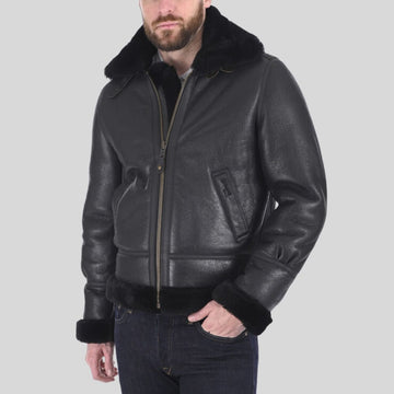 Blouson aviateur en cuir de mouton retourné de luxe – Conçu pour la chaleur