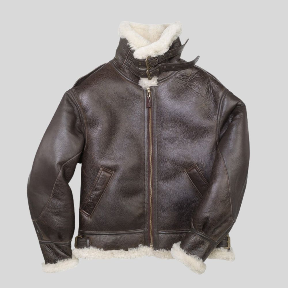 Blouson aviateur pour homme – Cuir doublé de peau de mouton pour temps froid