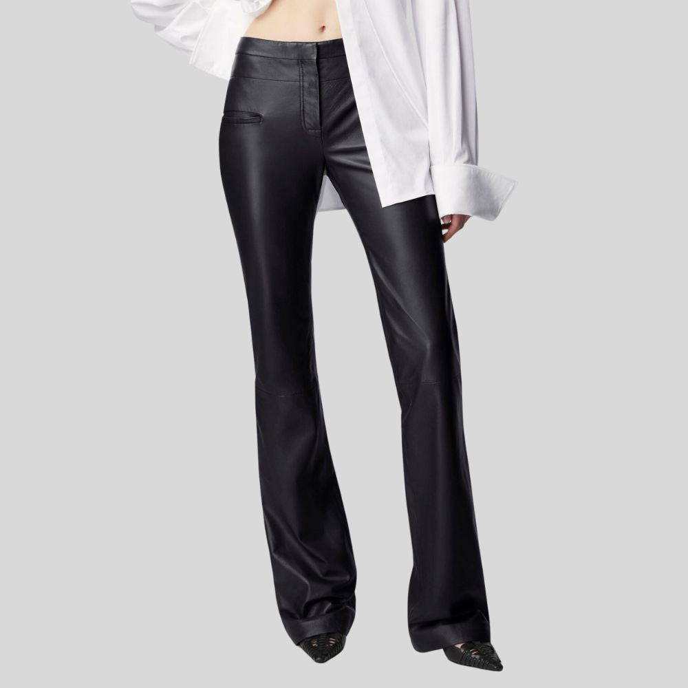 Pantalon en cuir taille haute pour femme – flatteur et polyvalent