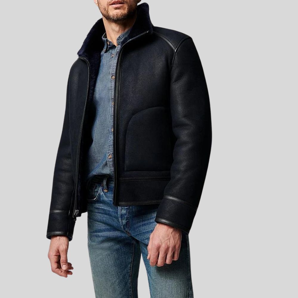 Blouson aviateur en cuir de mouton retourné de qualité supérieure - Pour l'homme exigeant