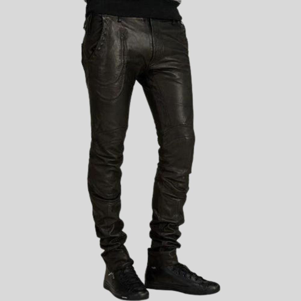 Pantalon en cuir noir pour homme – Slim et confortable