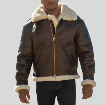 Blouson aviateur pour homme – Cuir doublé de peau de mouton pour temps froid