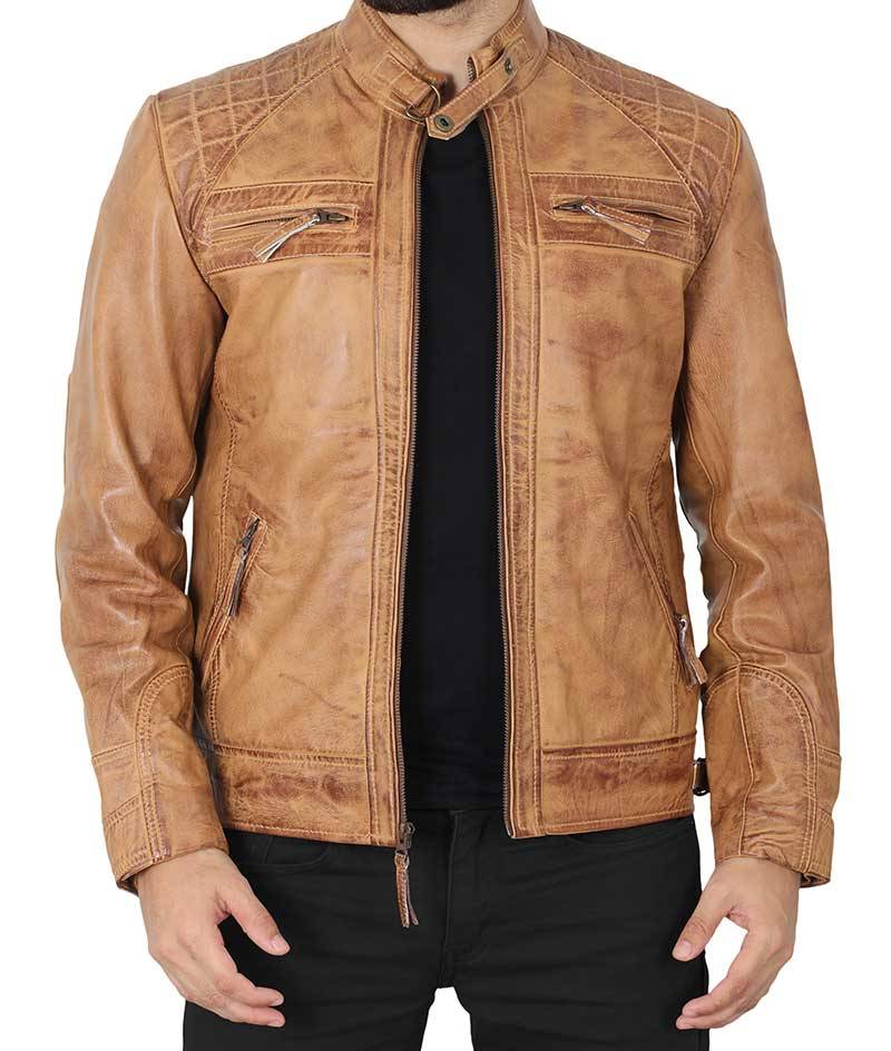 Veste de moto matelassée classique pour homme – Look cuir intemporel