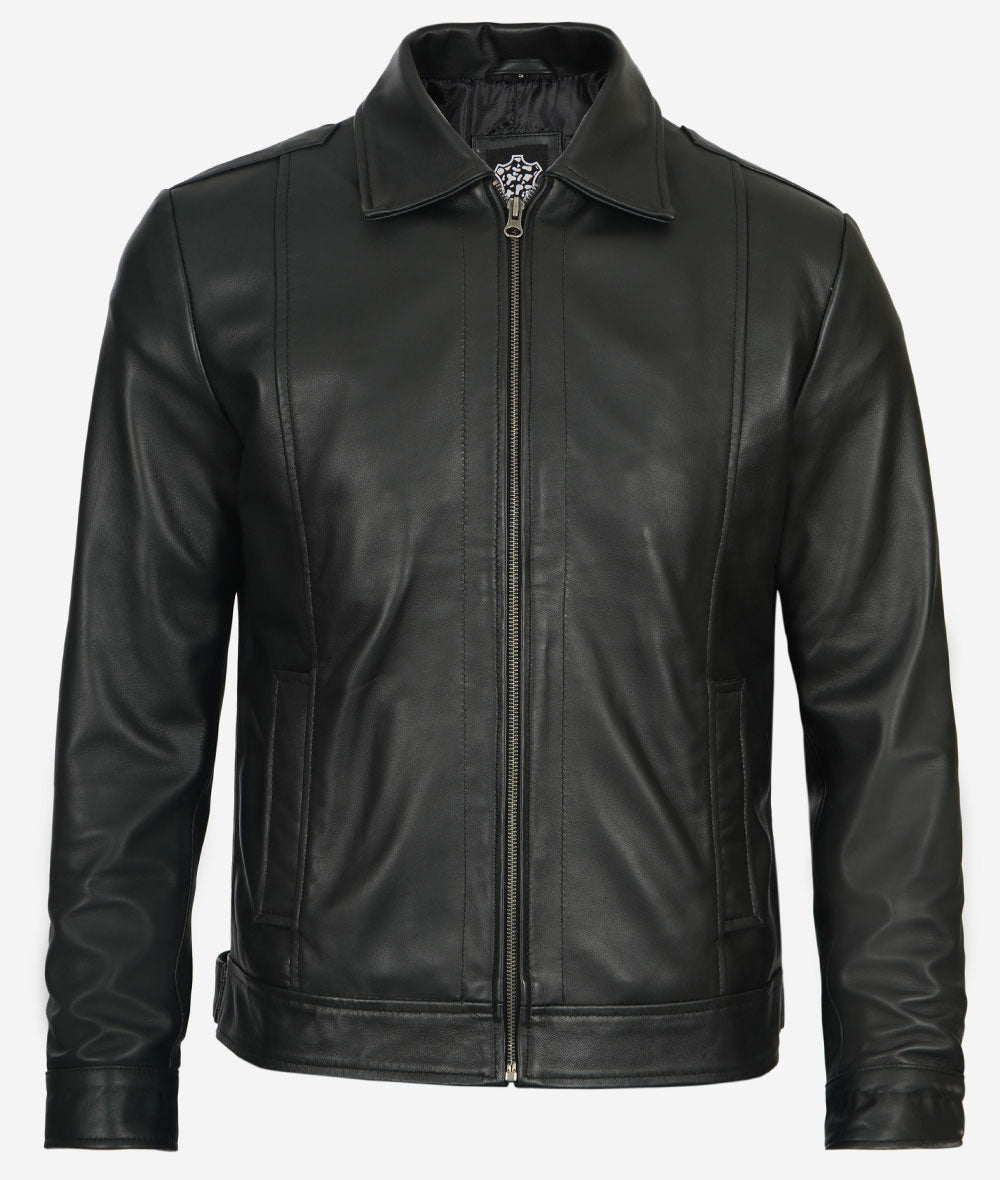 Veste en cuir vintage classique pour homme – Look vieilli, confort moderne