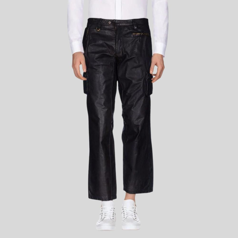 Pantalon en cuir véritable pour homme – coupe ample et tendance