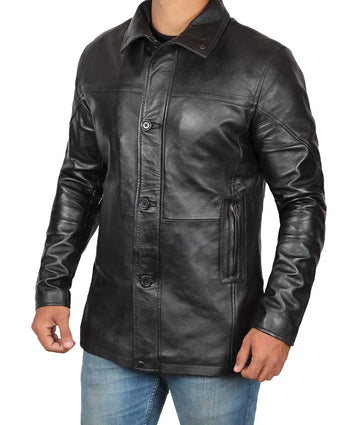 Trench-coat en cuir véritable pour homme – Classique et durable
