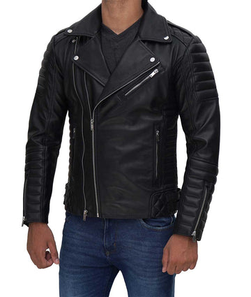 Veste de moto en cuir matelassé pour homme – Style motard moderne