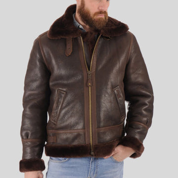 Blouson aviateur en cuir et peau de mouton retournée - Le style classique rencontre la chaleur moderne