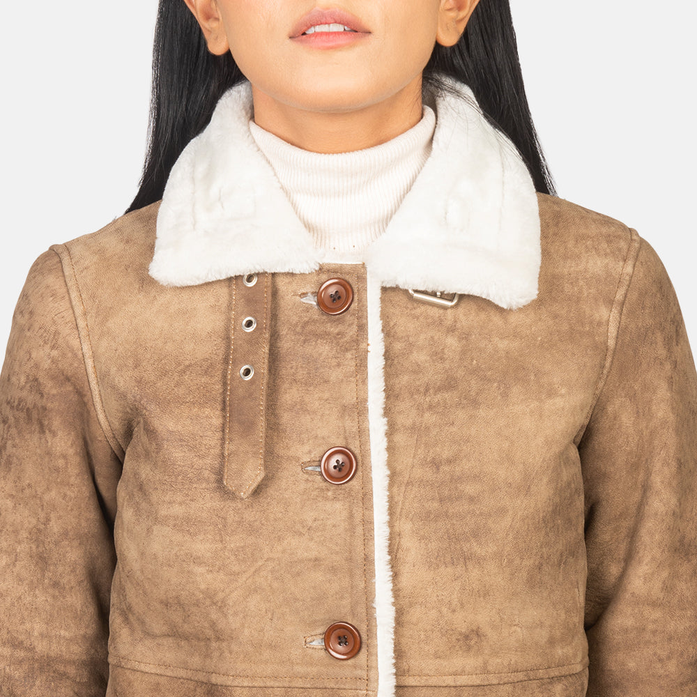 Veste en cuir et peau de mouton de qualité supérieure pour femme – Confortable et tendance