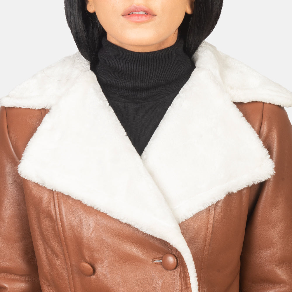 Veste élégante en cuir et peau de mouton pour femme – Le design classique rencontre le confort moderne