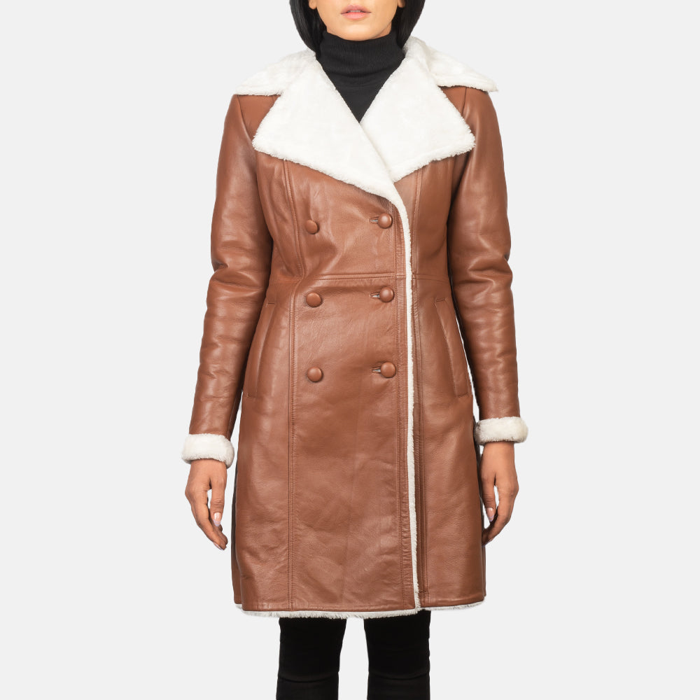 Veste élégante en cuir et peau de mouton pour femme – Le design classique rencontre le confort moderne