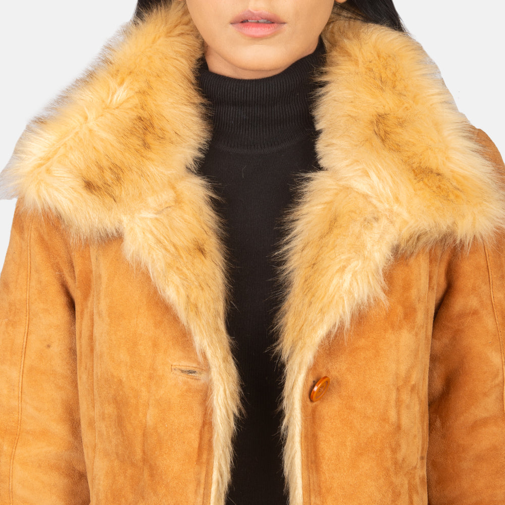 Veste en peau de mouton pour femme d'inspiration vintage - Mélange de cuir et de peau de mouton