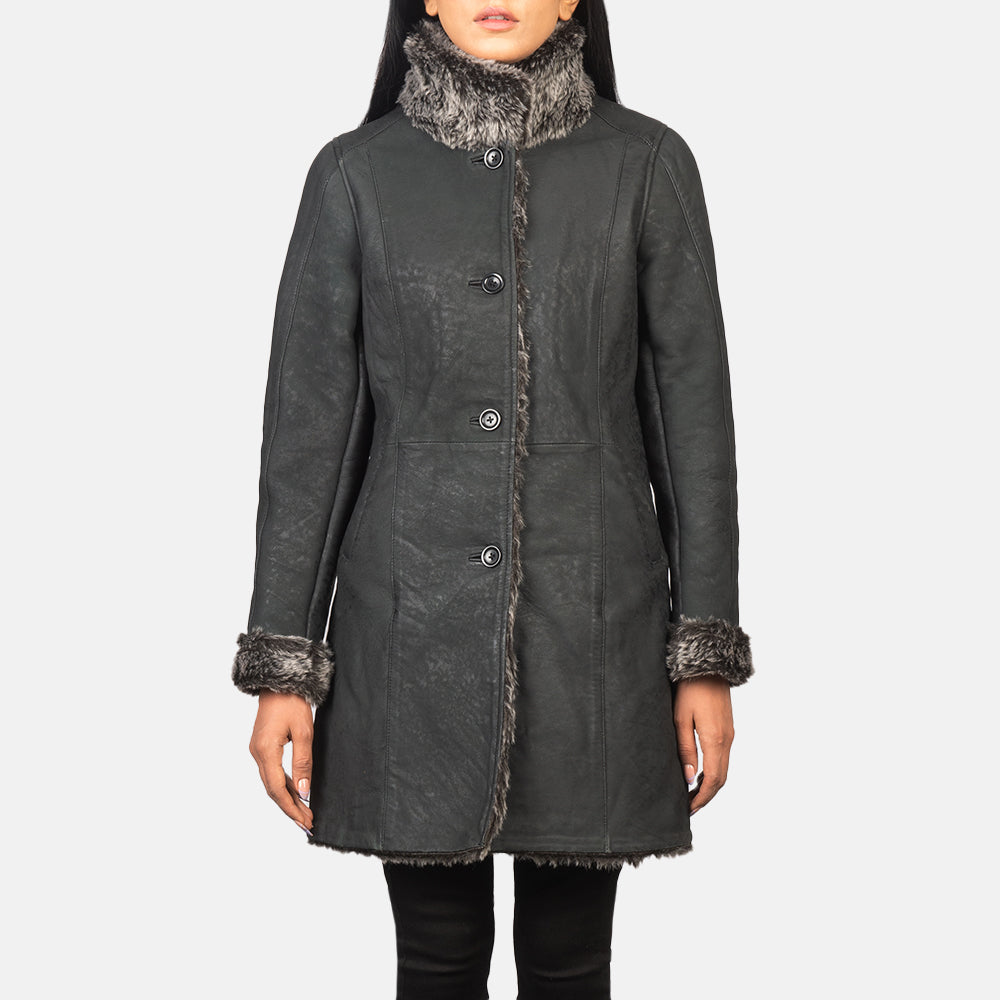 Veste en peau de mouton retournée de haute qualité pour femme – Extérieur en cuir, intérieur luxueux