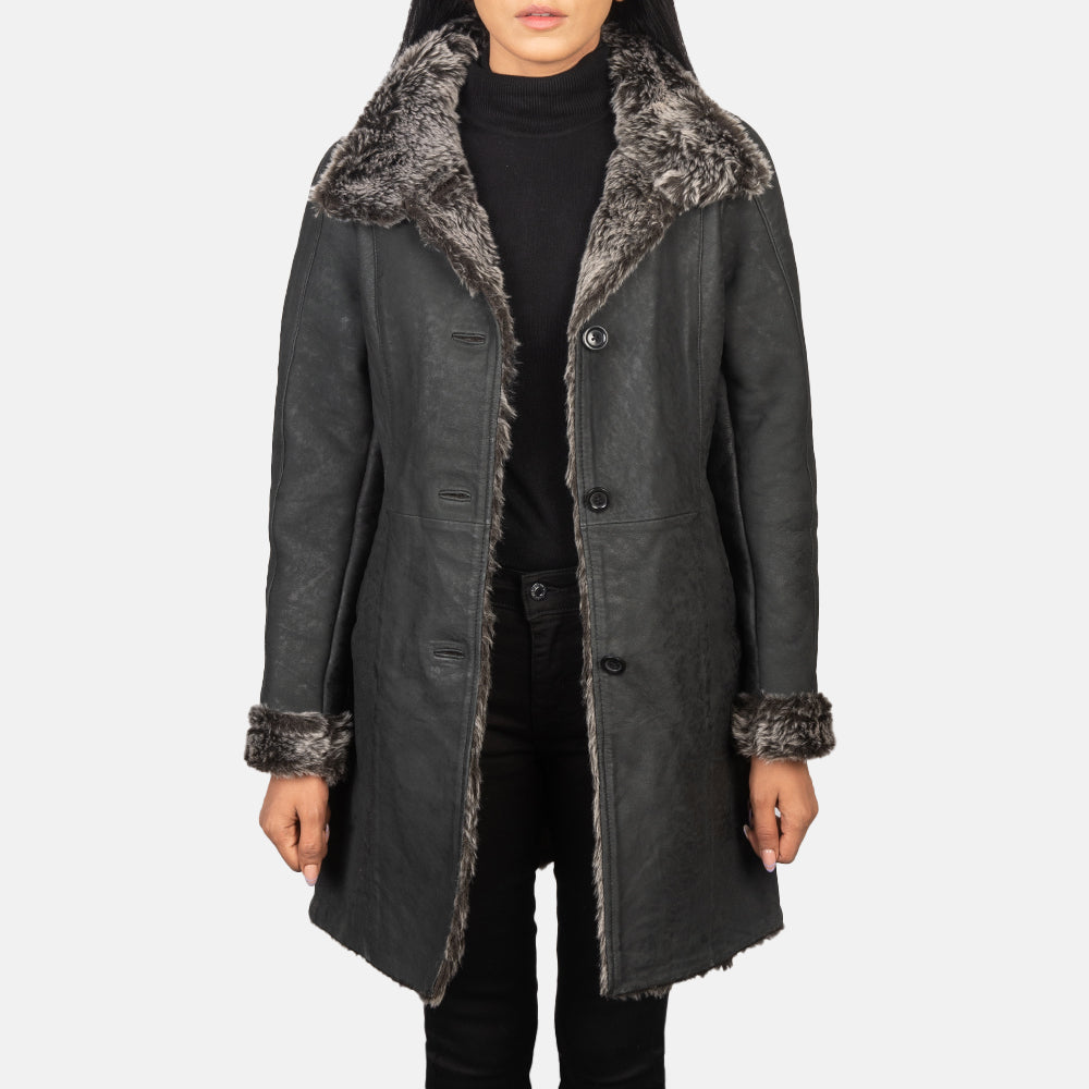 Veste en peau de mouton retournée de haute qualité pour femme – Extérieur en cuir, intérieur luxueux