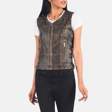 Gilet en cuir polyvalent pour femme – Parfait pour les aventures en moto et la mode urbaine