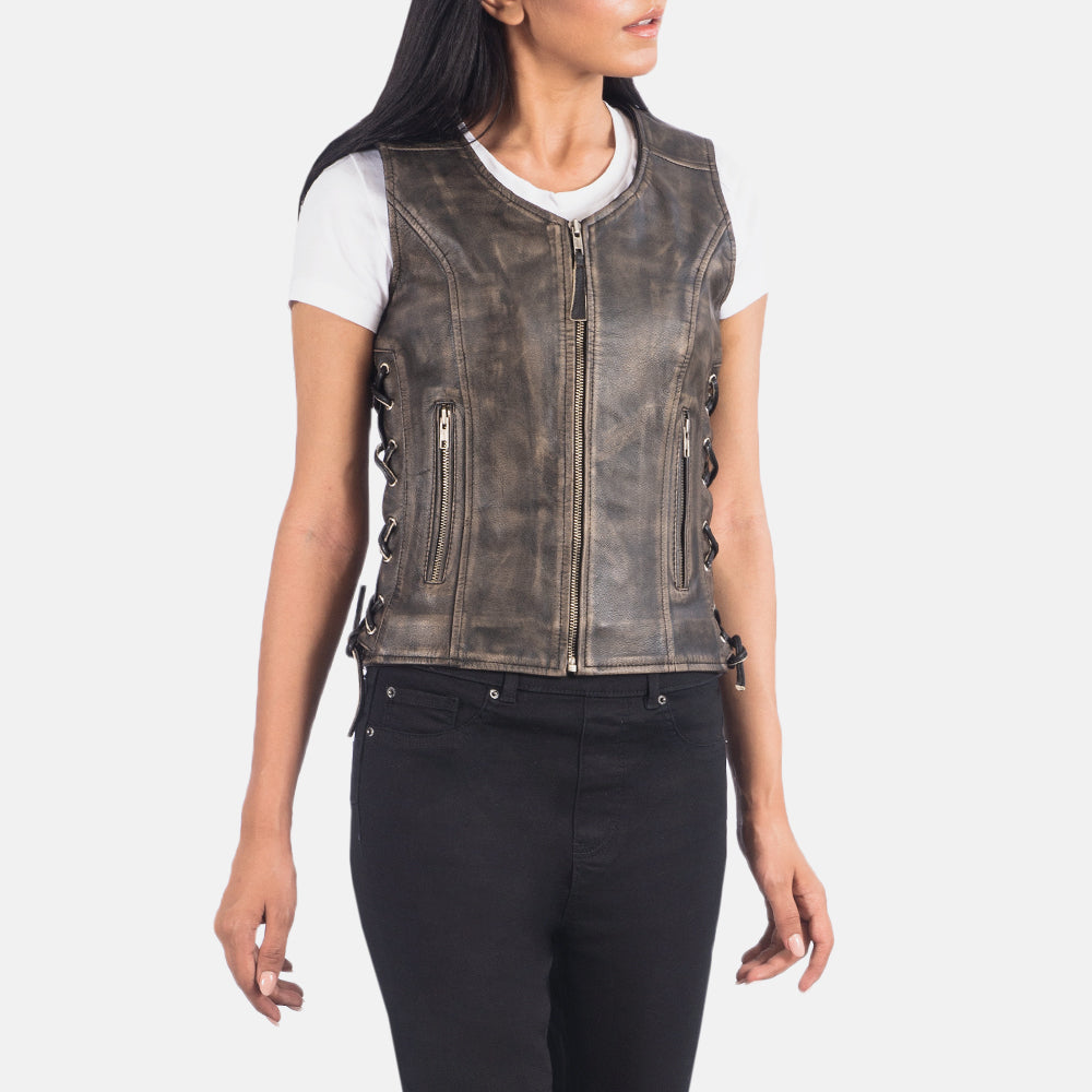 Gilet en cuir polyvalent pour femme – Parfait pour les aventures en moto et la mode urbaine
