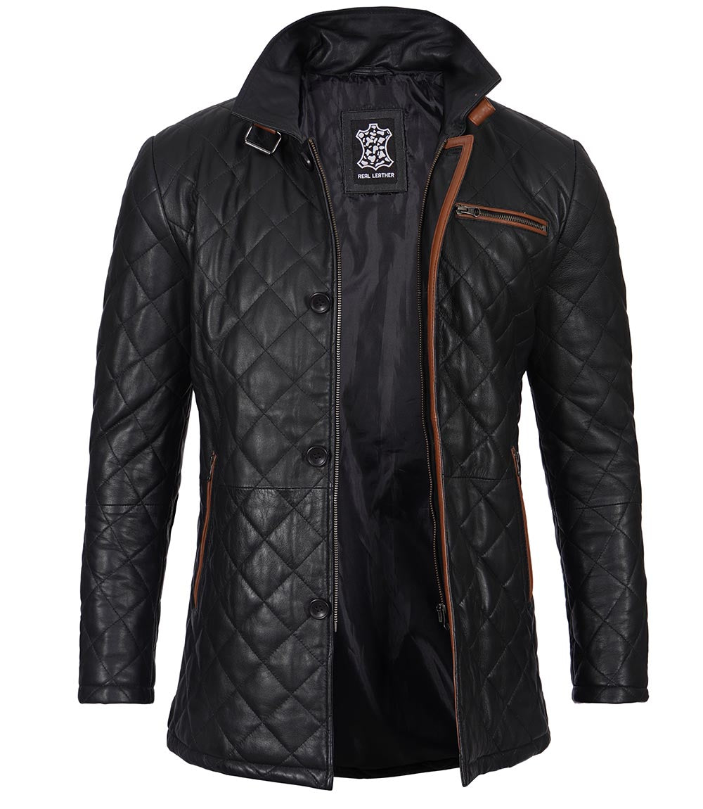 Veste en cuir matelassée de qualité supérieure pour homme – Design moto élégant
