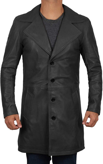 Trench-coat en cuir de créateur pour homme – Élégance raffinée