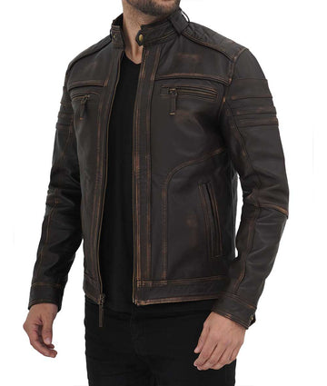 Veste en cuir vieilli vintage pour homme – Qualité supérieure, design classique