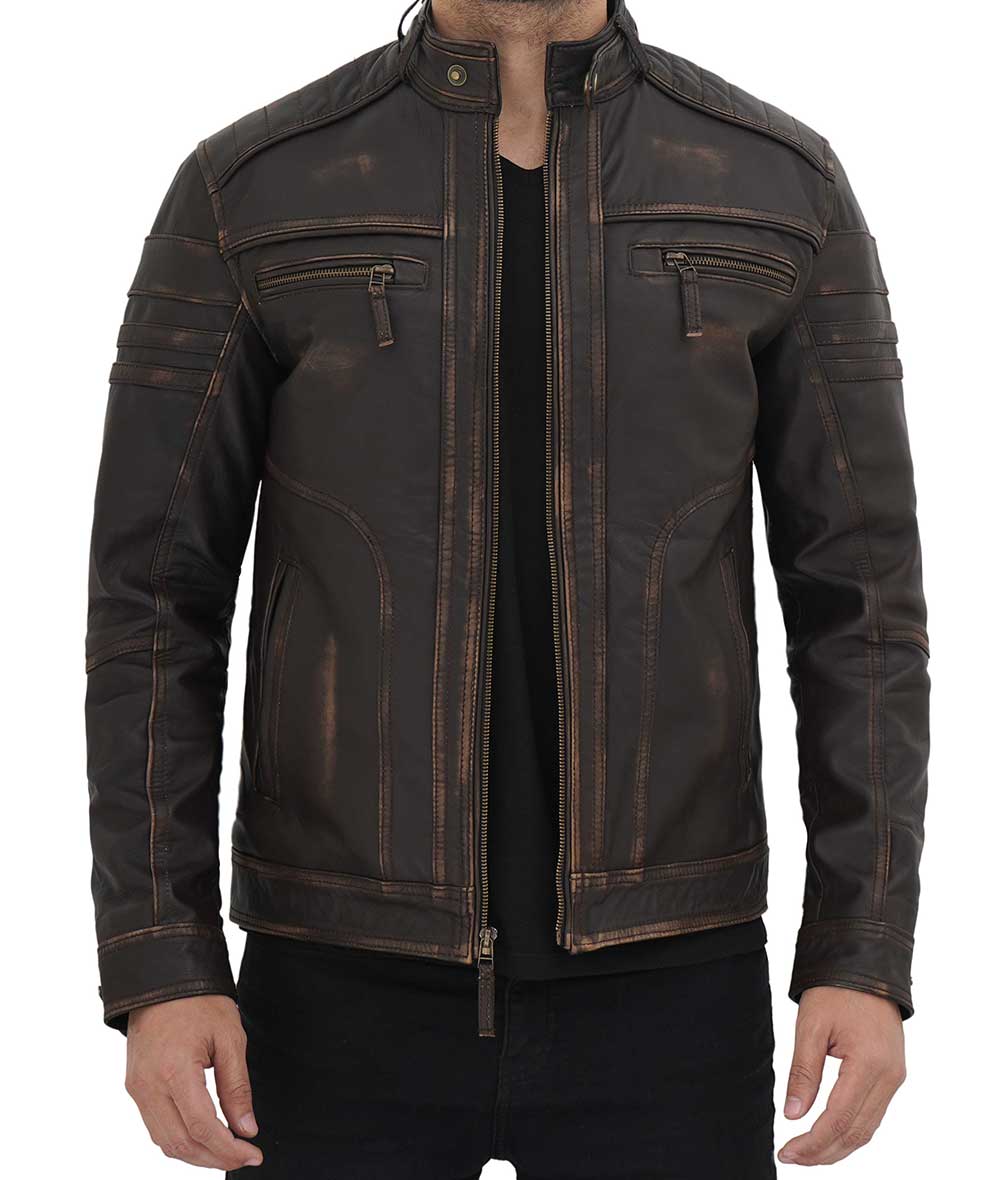 Veste en cuir vieilli vintage pour homme – Qualité supérieure, design classique