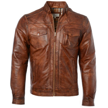 Veste de motard en cuir authentique pour homme – Parfaite pour rouler