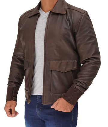 Veste en cuir vieilli vintage pour homme – Style rétro classique