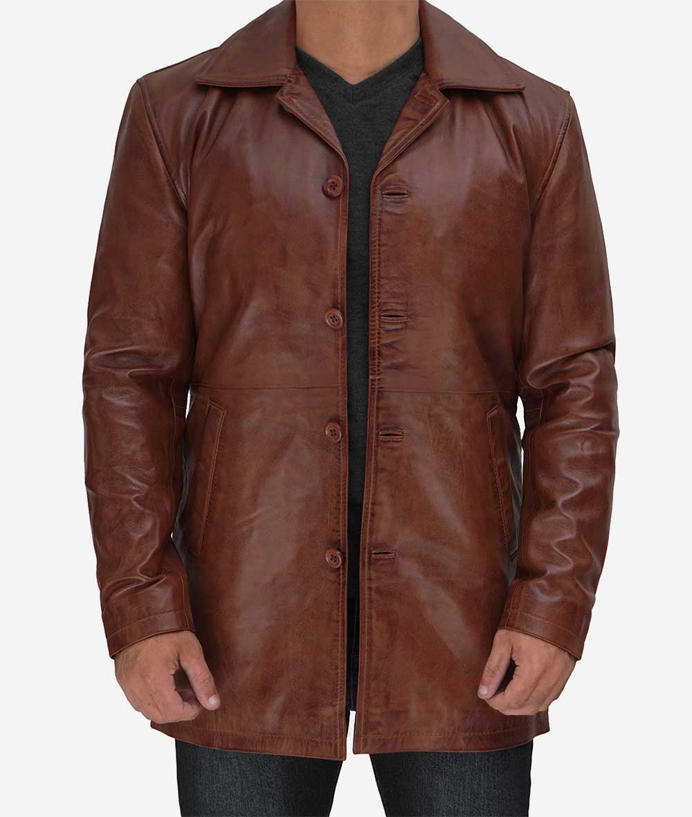 Trench-coat en cuir pour homme – Design élégant et contemporain