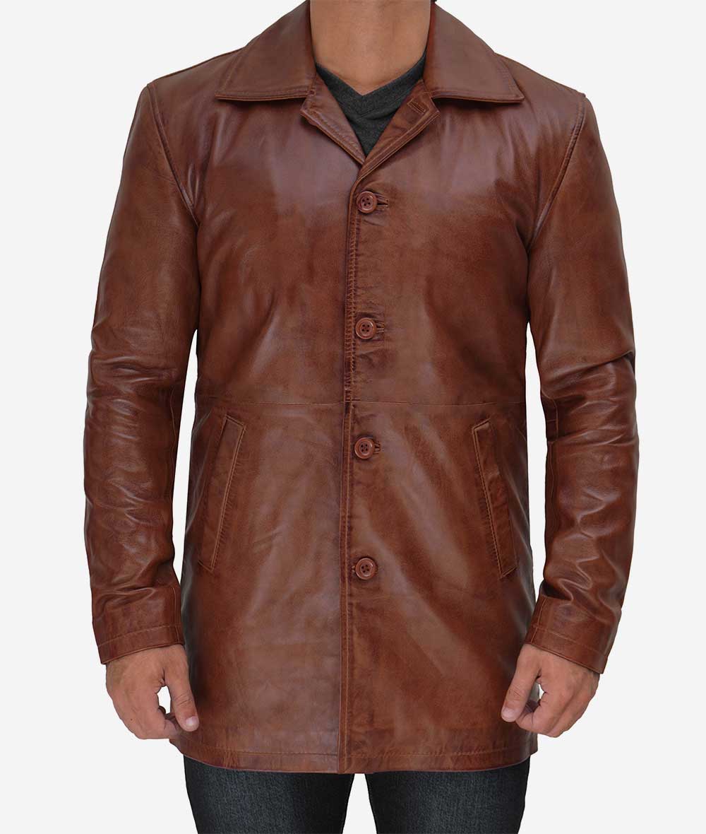 Trench-coat en cuir pour homme – Design élégant et contemporain