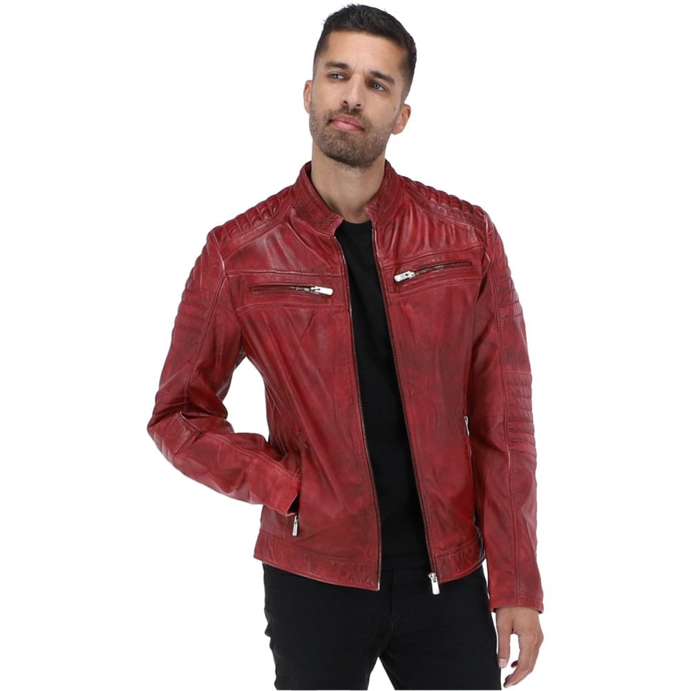 Veste de moto en cuir robuste pour homme – Conçue pour l'aventure