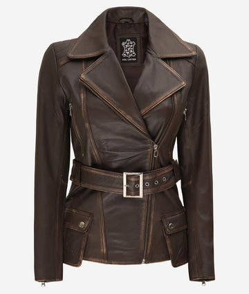 Veste de moto en cuir pour femme – Silhouette élégante